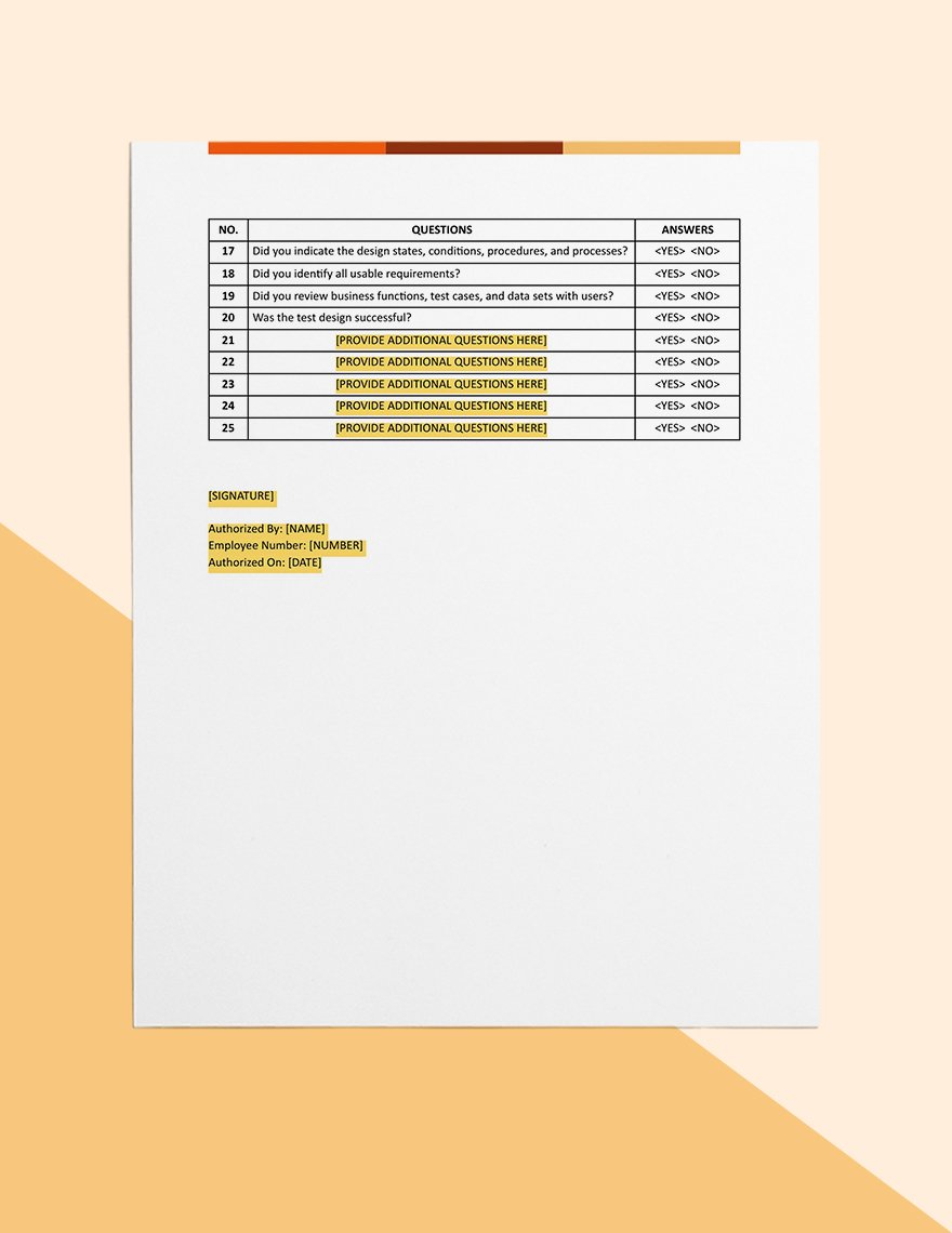 Test Manager Checklist Template