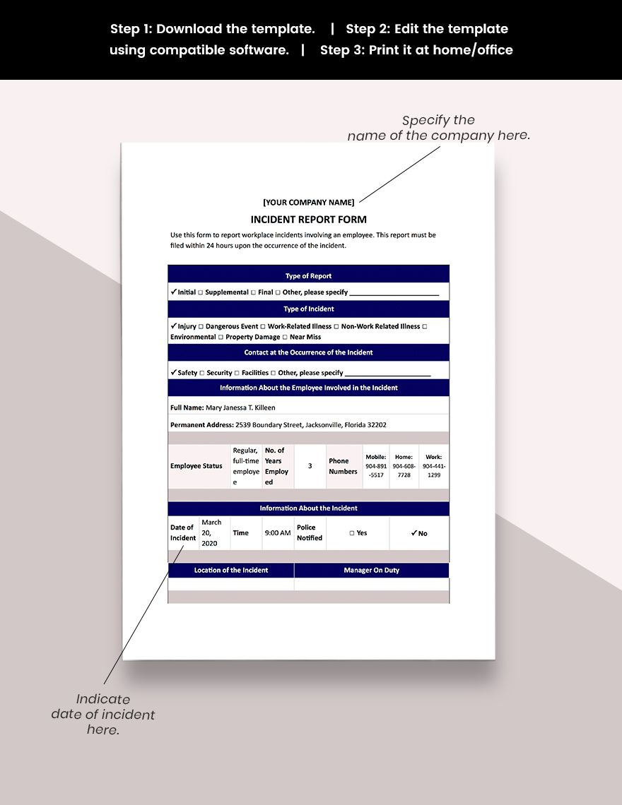 Custom HR Investigation Report Form