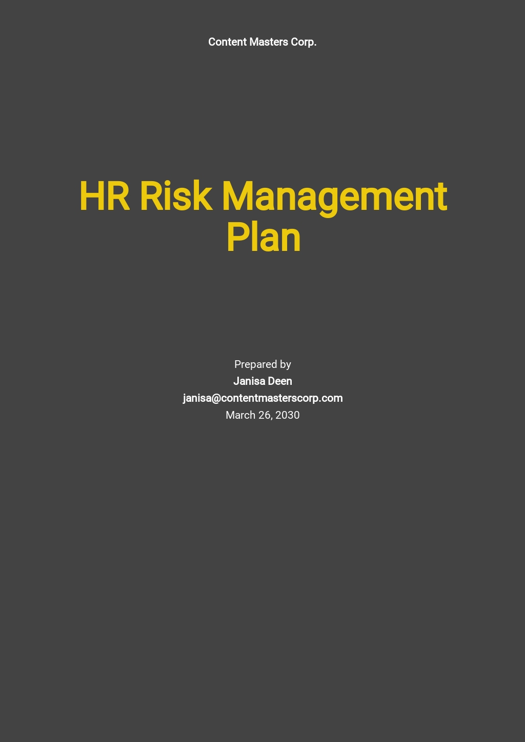 Free Risk Management Plan Templates In Pdf 8560