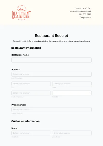 Free Restaurant Receipt Template & AI Receipt Maker