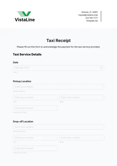 Free Taxi Receipt Form Template & AI Receipt Maker