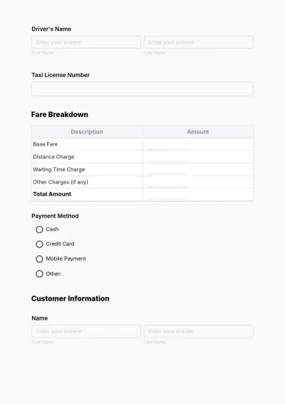 Free Taxi Receipt Form Template & AI Receipt Maker
