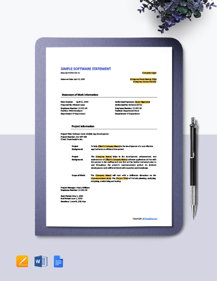 Software Development Statement of Work Template - Download in Word ...