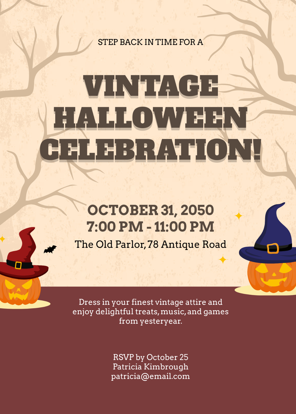 Vintage Halloween Invitation Template - Edit Online & Download