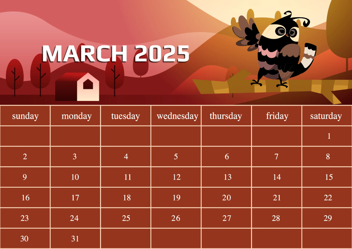 Free 2025 Calendar Template to Edit Online