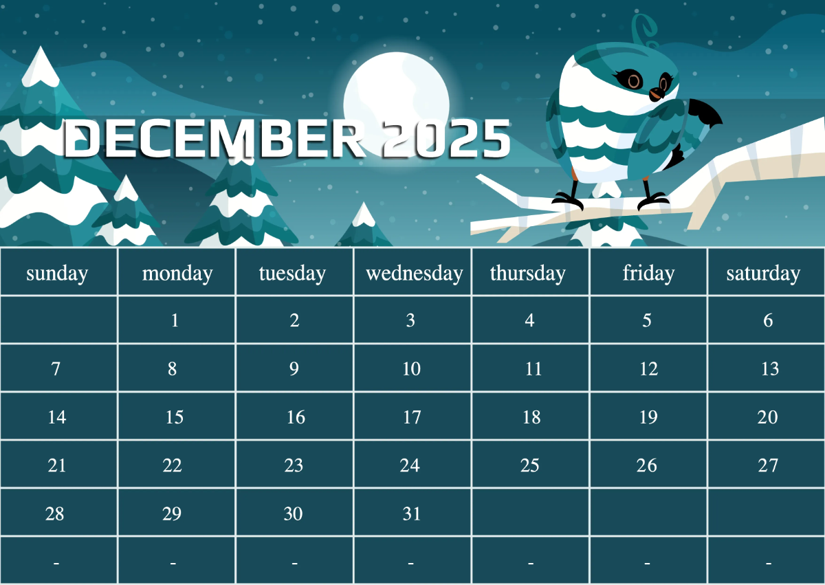 Free 2025 Calendar Template to Edit Online