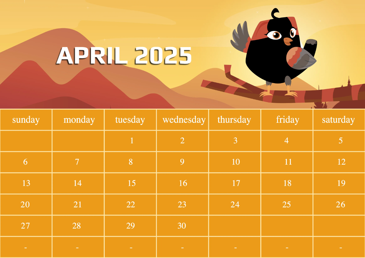 Free 2025 Calendar Template to Edit Online