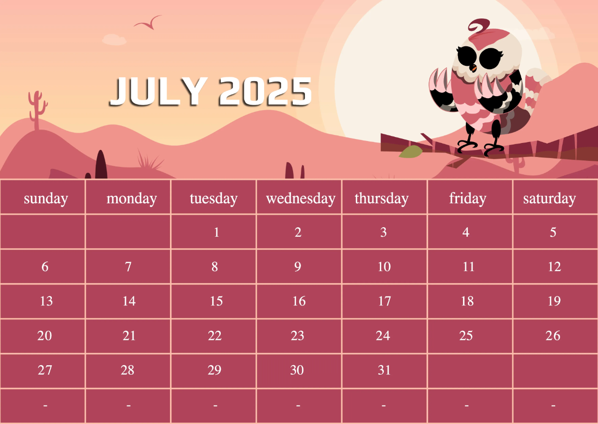 Free 2025 Calendar Template to Edit Online