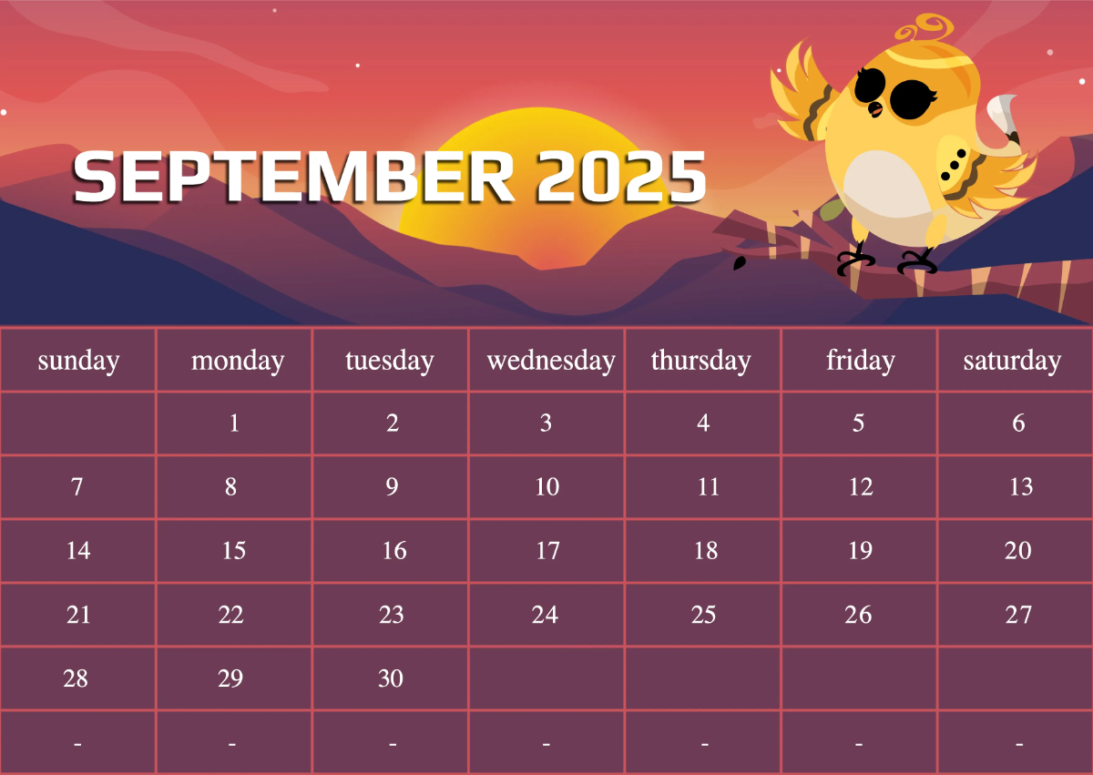 Free 2025 Calendar Template to Edit Online