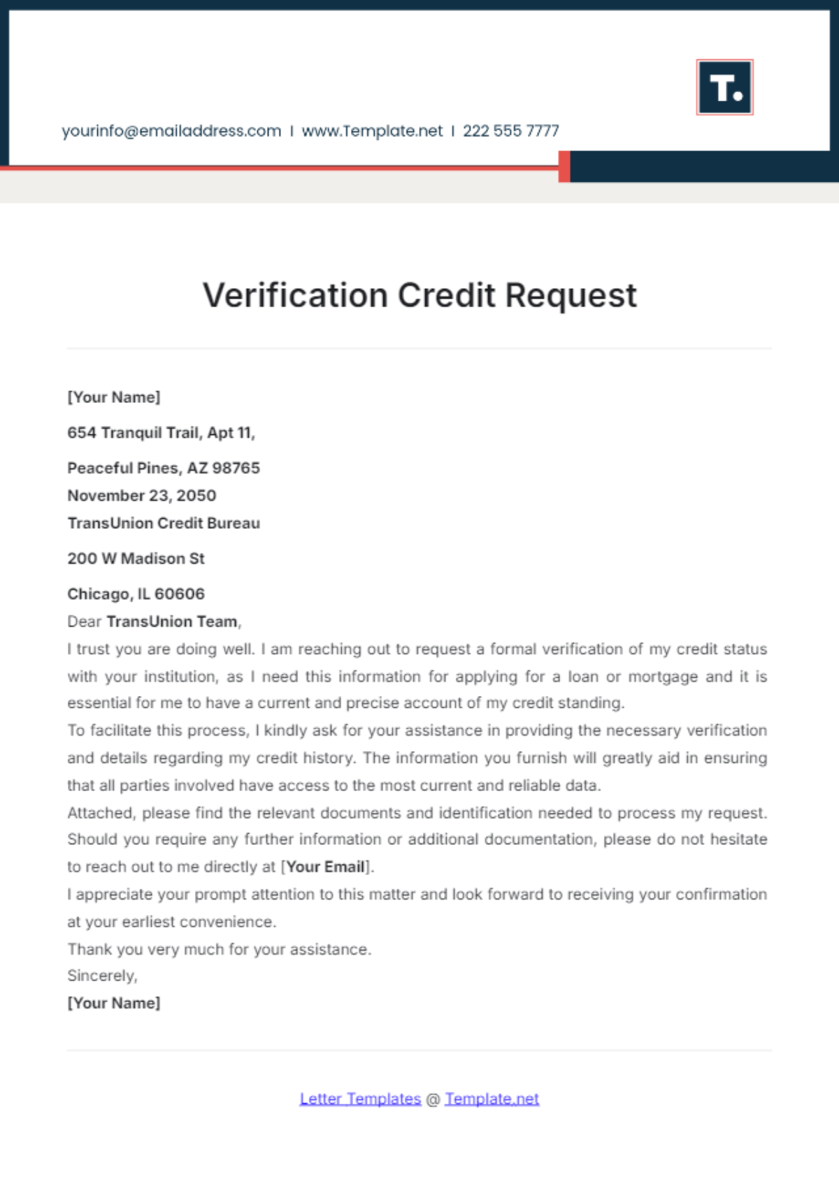 Verification Credit Request Template - Edit Online & Download