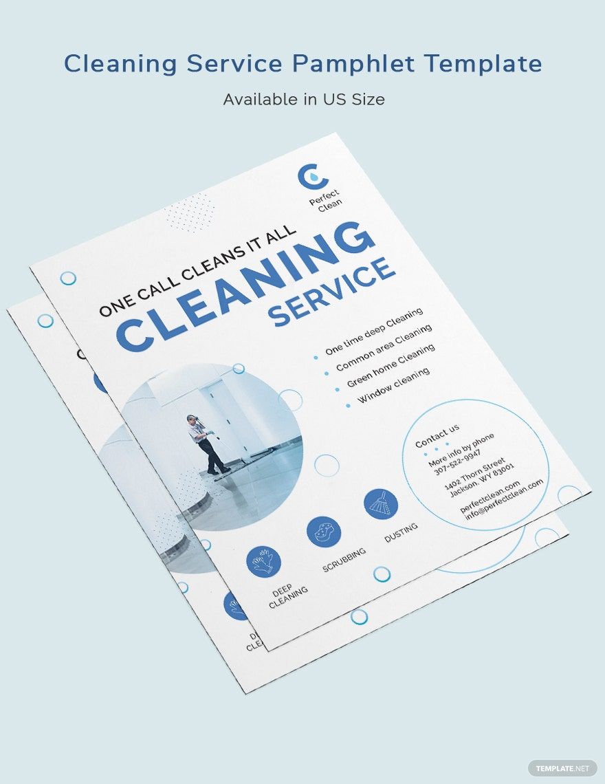 Cleaning Services Pamphlet Template in Word, Google Docs, Illustrator, PSD, Apple Pages, Publisher, InDesign