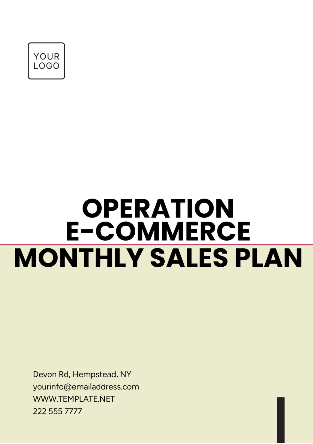 Operation E-Commerce Monthly Sales Plan Template - Edit Online & Download