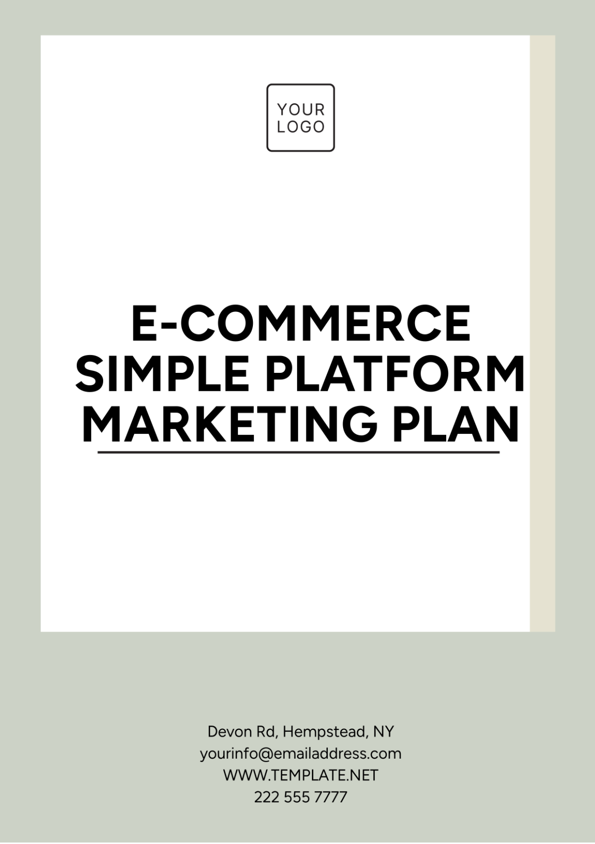 E-commerce Simple Platform Marketing Plan Template - Edit Online & Download