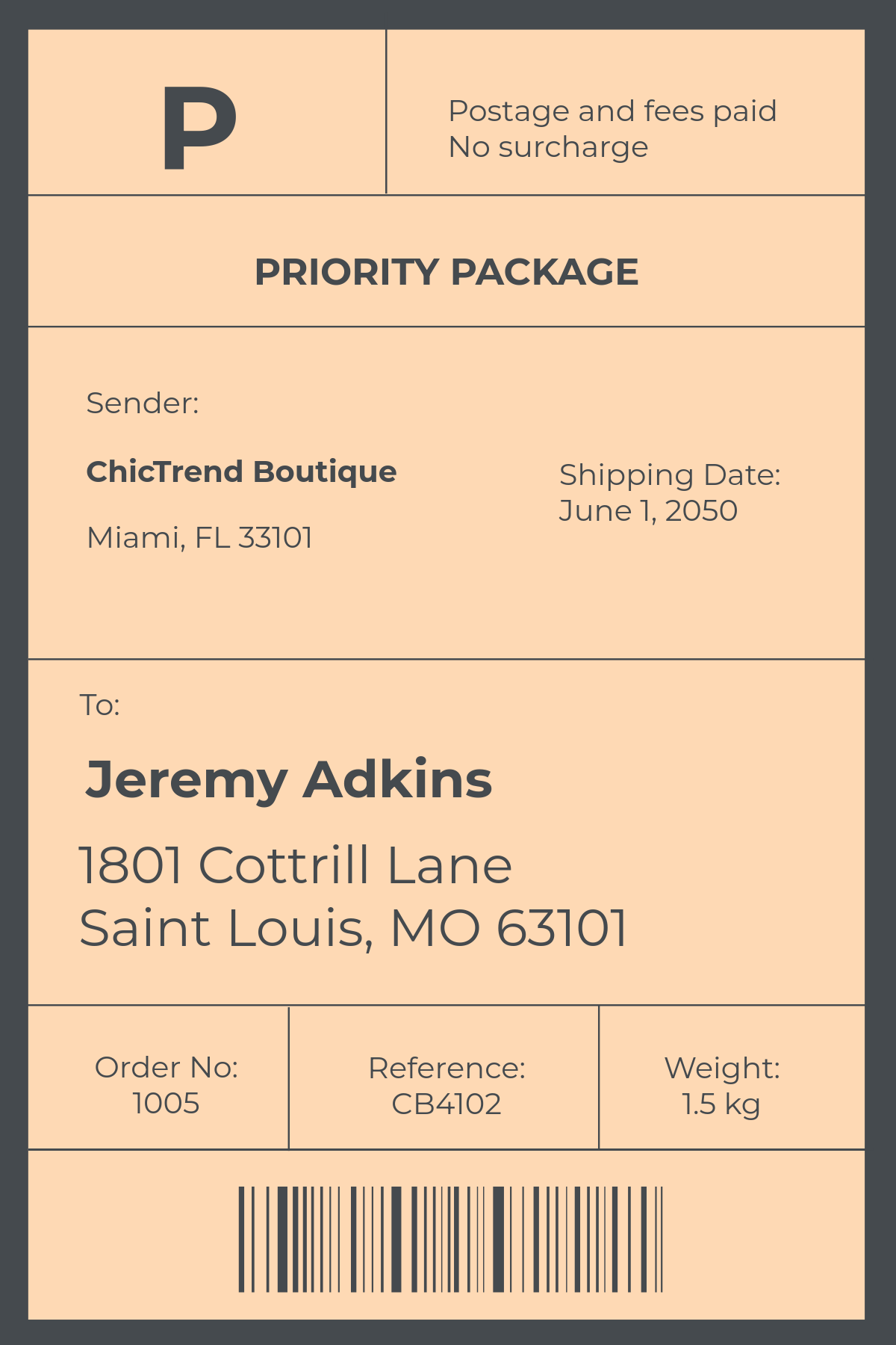 Printable Shipping Label