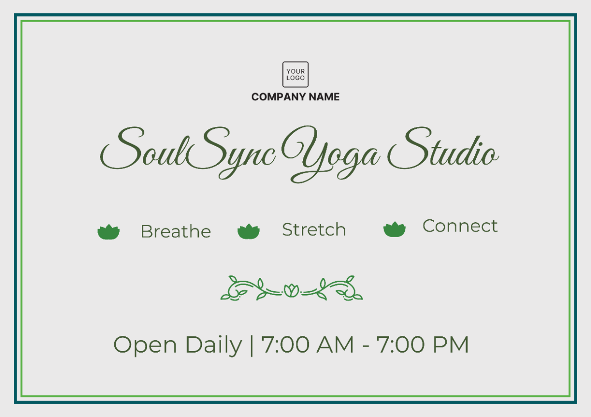 Yoga Studio Signage Template - Edit Online & Download