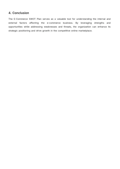 Free E-Commerce SWOT Plan Template to Edit Online