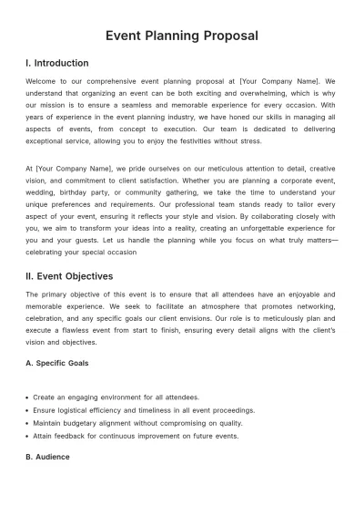 Free Event Planner Proposal Template to Edit Online