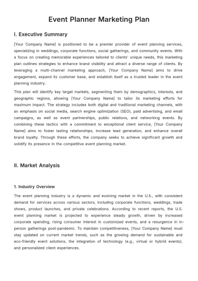 Free Event Planner Marketing Plan Template to Edit Online