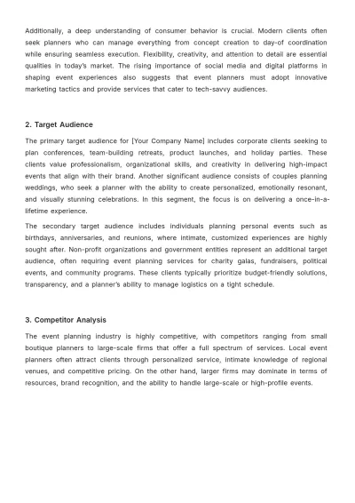 Free Event Planner Marketing Plan Template to Edit Online