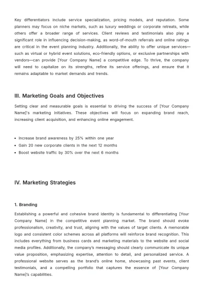Free Event Planner Marketing Plan Template to Edit Online
