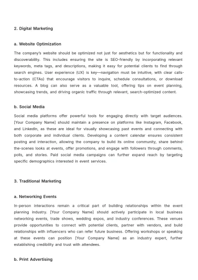 Free Event Planner Marketing Plan Template to Edit Online