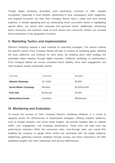 Free Event Planner Marketing Plan Template to Edit Online