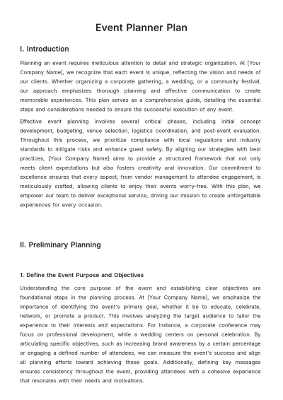 Free Event Planner Plan Template to Edit Online