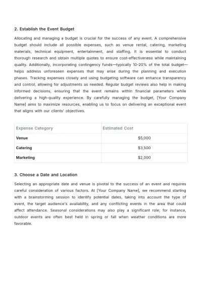 Free Event Planner Plan Template to Edit Online