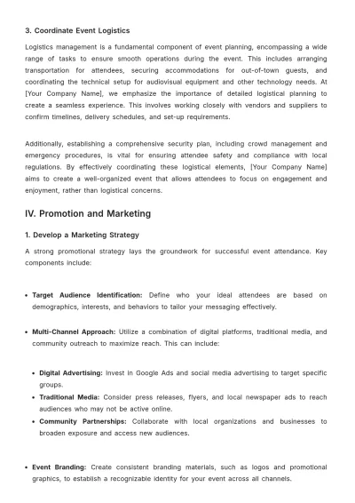 Free Event Planner Plan Template to Edit Online