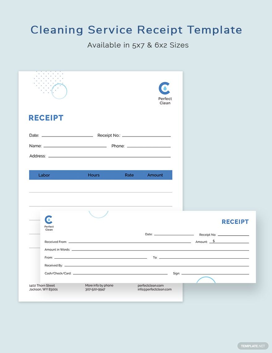 Cleaning Services Receipt Template