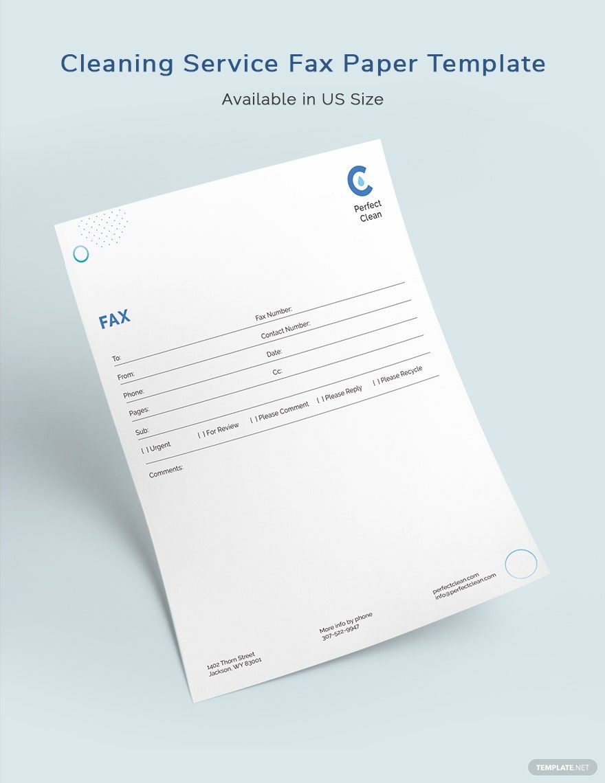 Cleaning Services Fax Paper Template