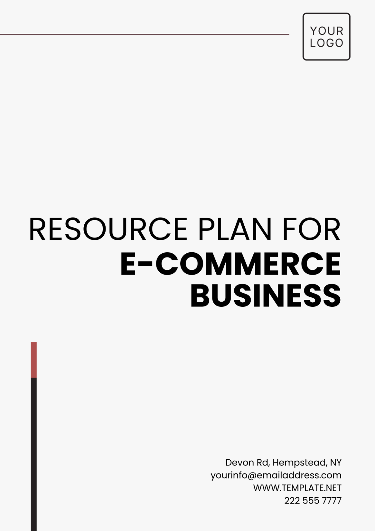 Resource Plan for E-Commerce Business Template - Edit Online & Download