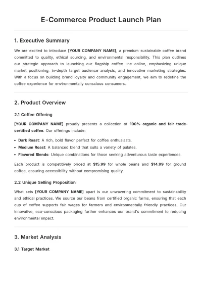 Free E-Commerce Product Launch Plan Template to Edit Online