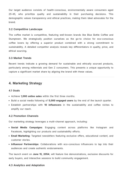 Free E-Commerce Product Launch Plan Template to Edit Online