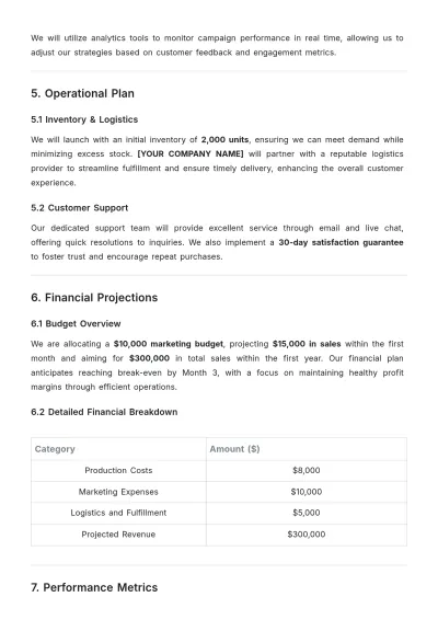 Free E-Commerce Product Launch Plan Template to Edit Online
