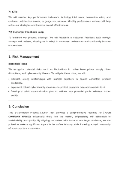 Free E-Commerce Product Launch Plan Template to Edit Online