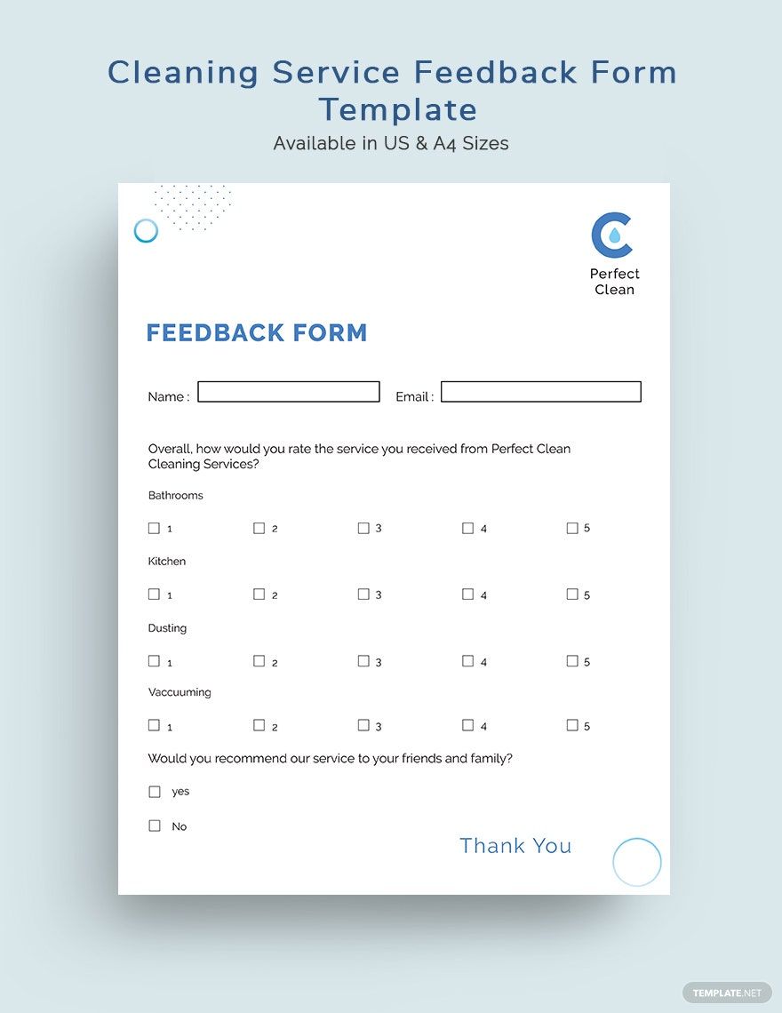 Cleaning Services Feedback Form Template