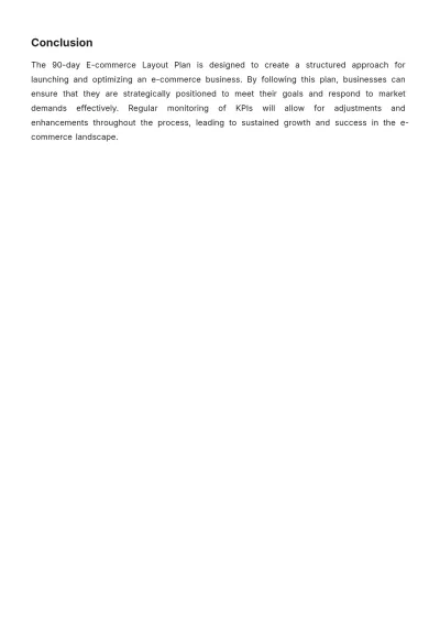 Free 90 Days E-commerce Layout Plan Template to Edit Online