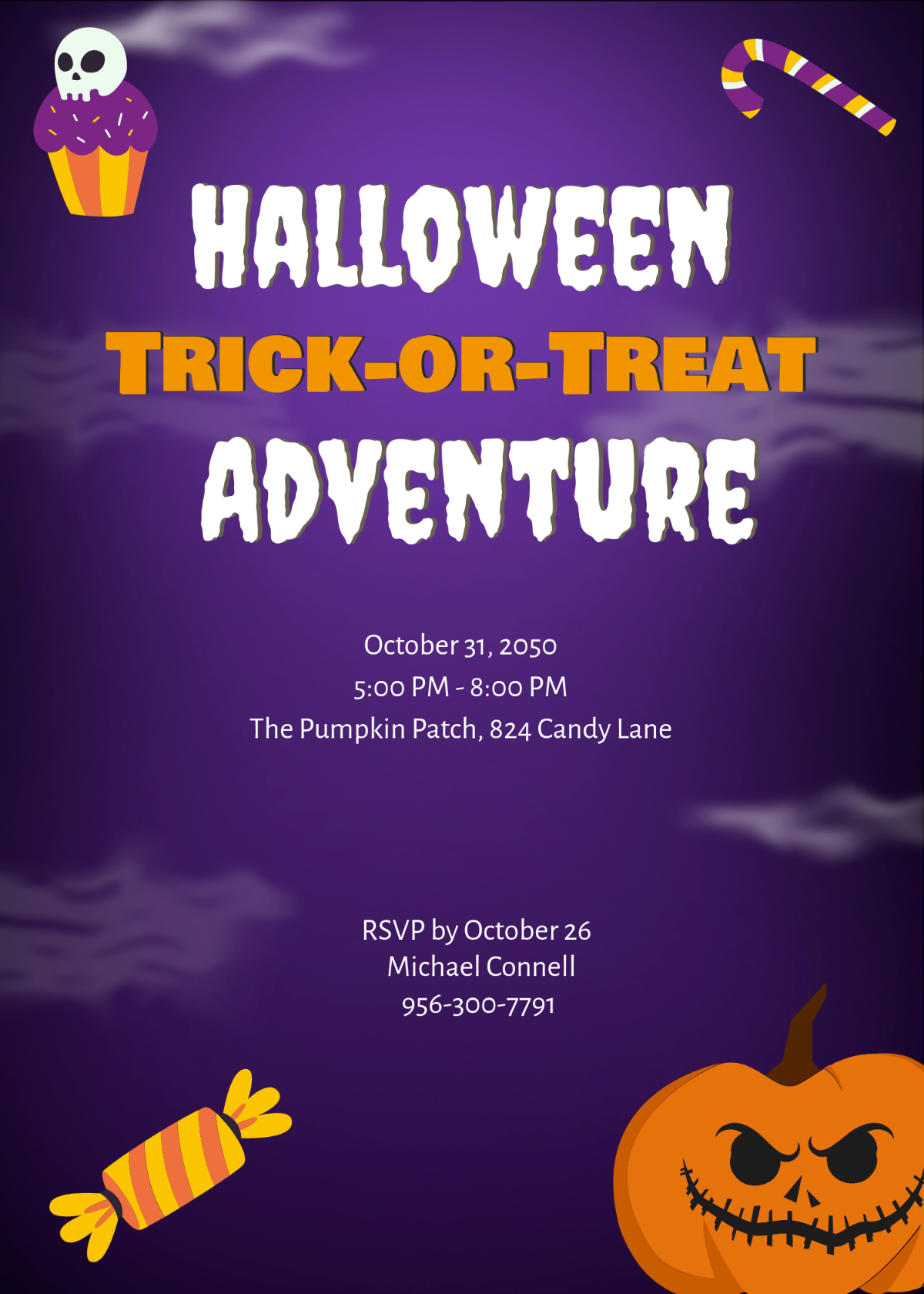 Halloween Trick-or-Treat Invitation Template