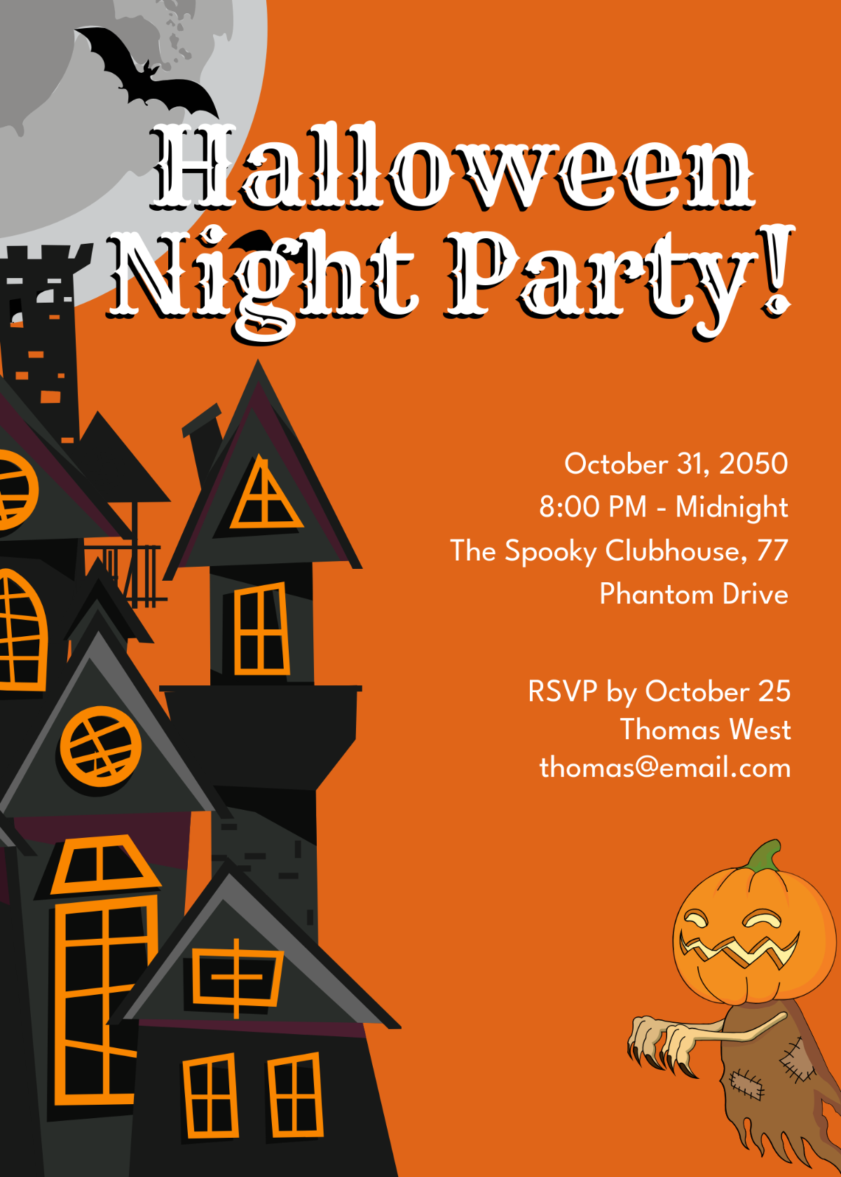 Halloween Night Party Invitation Template