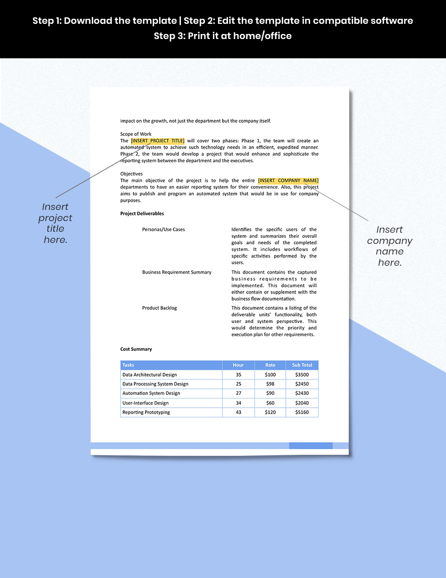 Project Statement Of Work Template