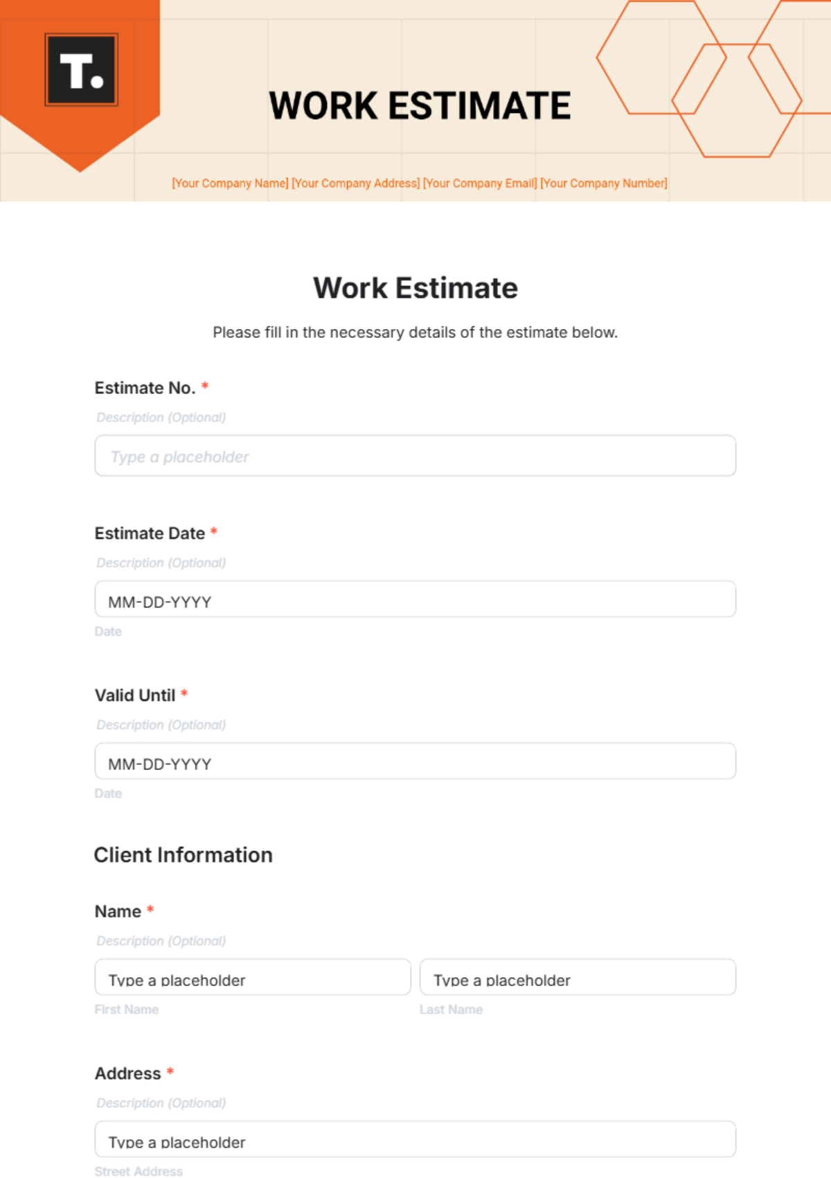 Work Estimate Template - Edit Online & Download