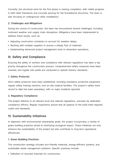 Free Construction Narrative Report Template to Edit Online