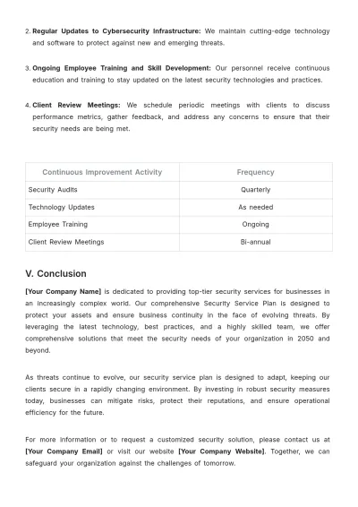 Free Security Service Plan Template to Edit Online