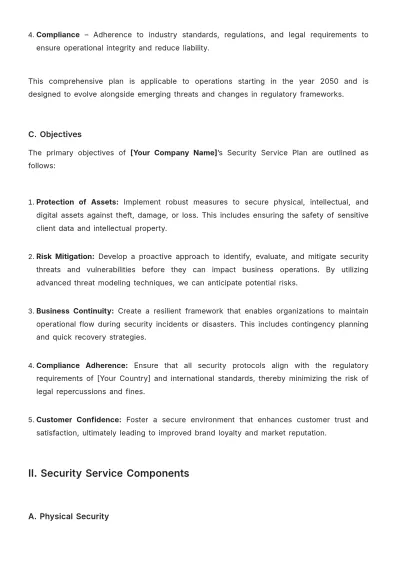 Free Security Service Plan Template to Edit Online