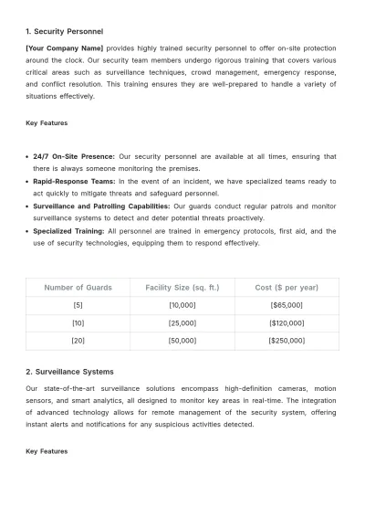 Free Security Service Plan Template to Edit Online