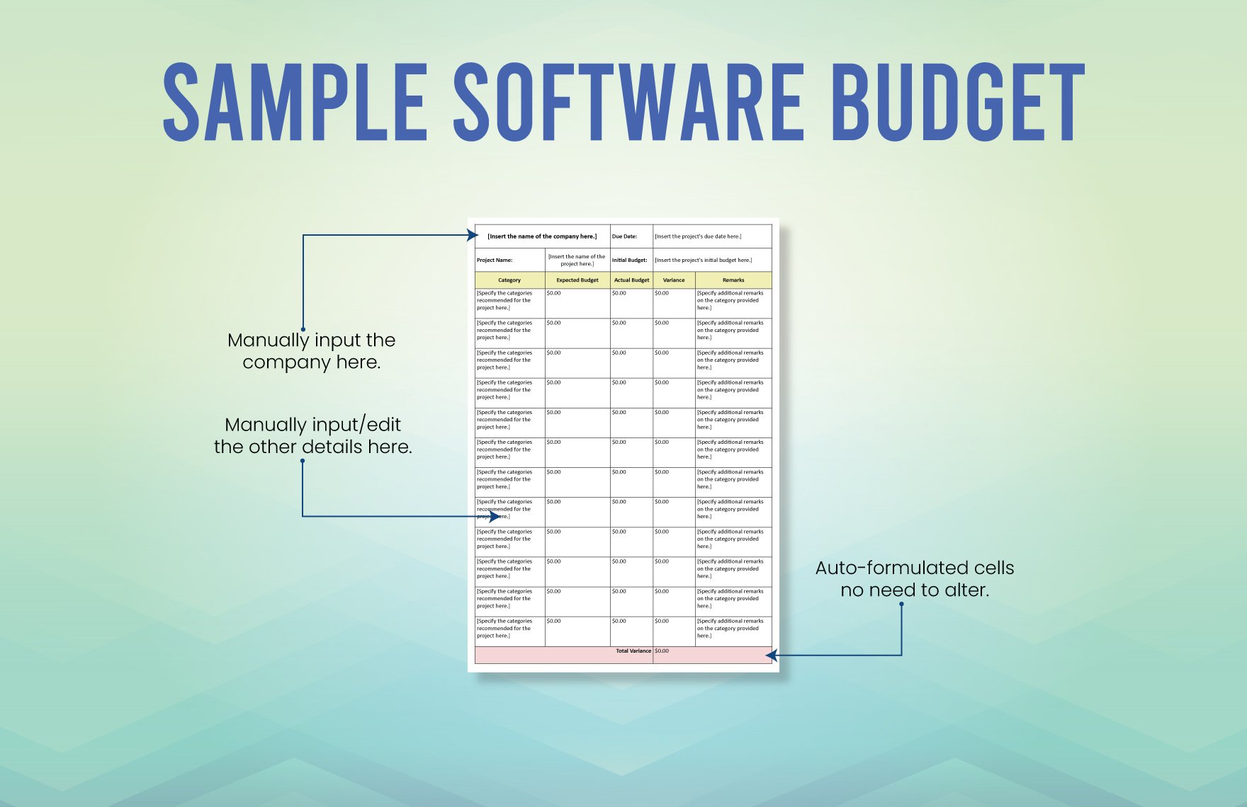 Sample Software Budget Template
