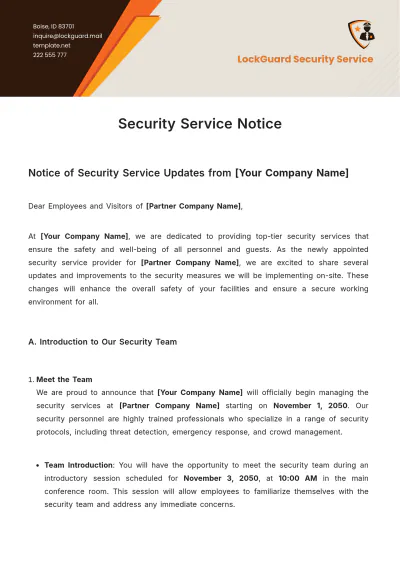 Free Security Service Notice Template to Edit Online