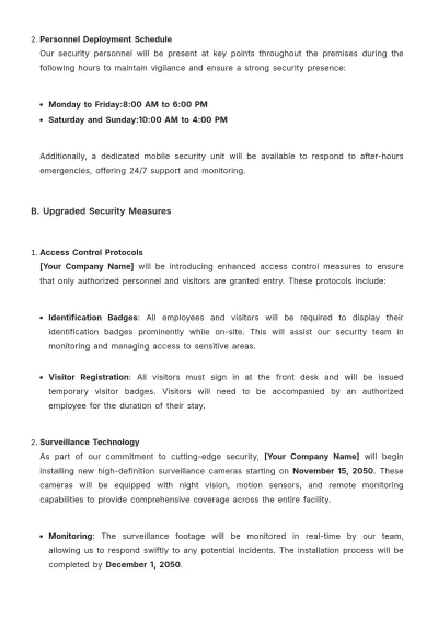 Free Security Service Notice Template to Edit Online