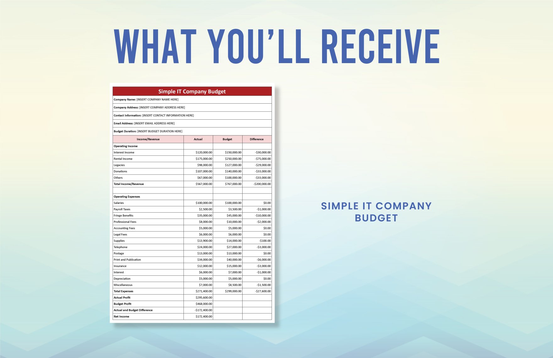 Simple IT Company Budget Template